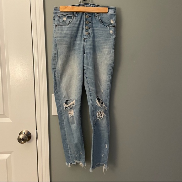 Abercrombie & Fitch Curve Love High Rise Super Skinny Ankle Distressed Jean 6S - Picture 4 of 7